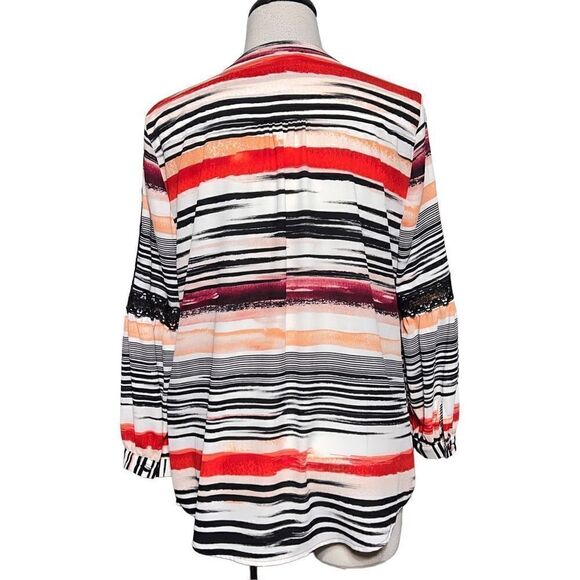 Karl Lagerfeld Long Sleeve Striped Button Up Blouse Size Medium - Picture 3 of 5